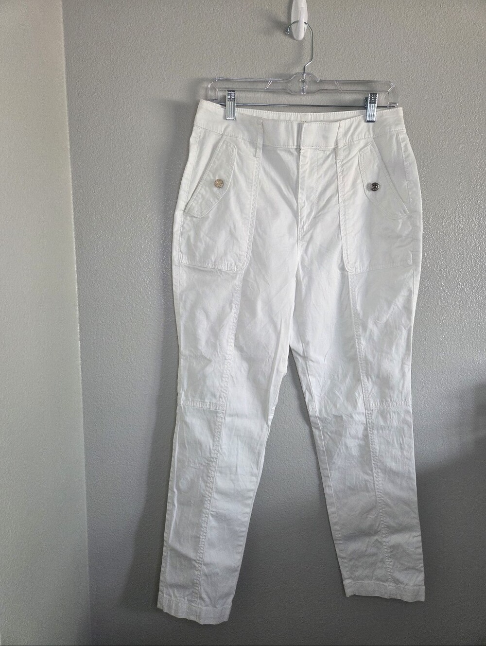 High-Rise Straight Leg Pants in White